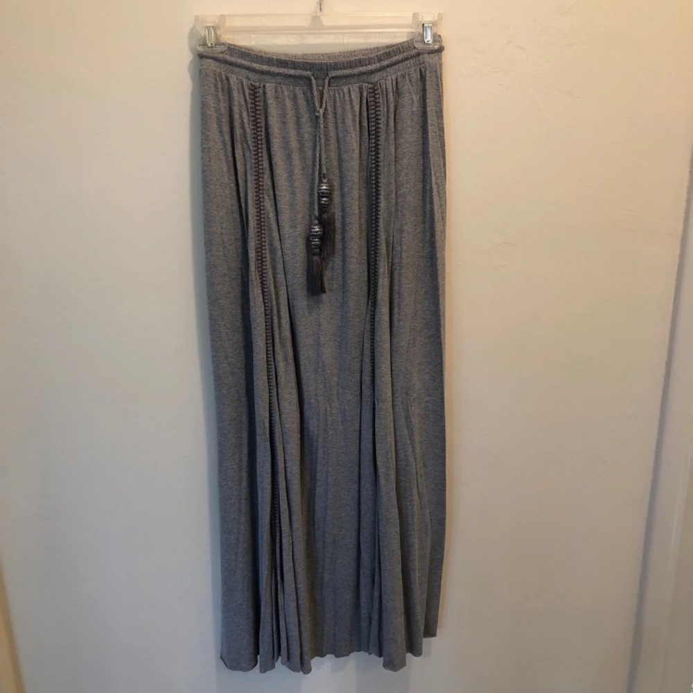 Grey cotton/jersey maxi skirt